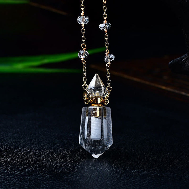 Olivenorma Natural Stone Essential Oil Diffuser Bottle Necklace - Clear Crystal#1 - image 3