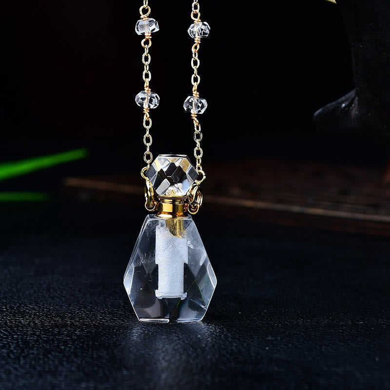 Olivenorma Natural Stone Essential Oil Diffuser Bottle Necklace - Clear Crystal#2 - image 4