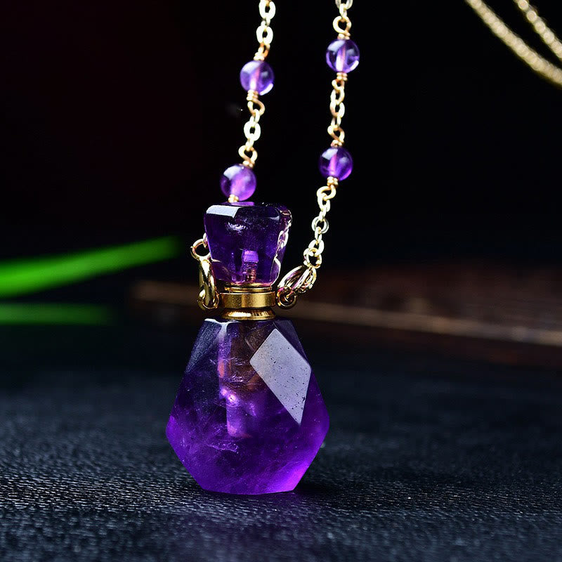 Olivenorma Natural Stone Essential Oil Diffuser Bottle Necklace - Amethyst - image 1