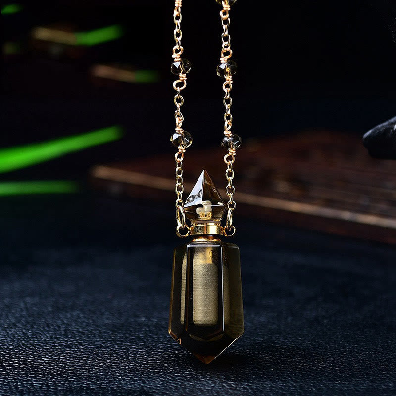 Olivenorma Natural Stone Essential Oil Diffuser Bottle Necklace - Smoky Quartz#2 - image 16
