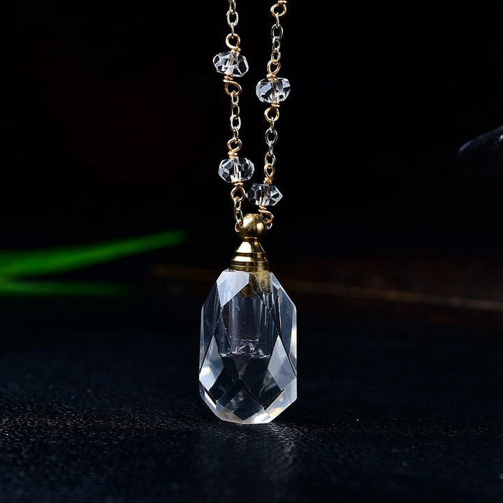Olivenorma Natural Stone Essential Oil Diffuser Bottle Necklace - Clear Crystal#3 - image 5