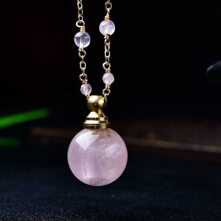 Olivenorma Natural Stone Essential Oil Diffuser Bottle Necklace - Rose Quartz#2 - image 13