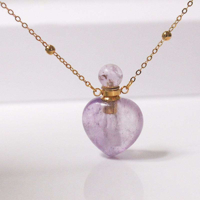 Olivenorma Crystal Essential Oil Diffuser Heart Bottle Necklace - Amethyst - image 1