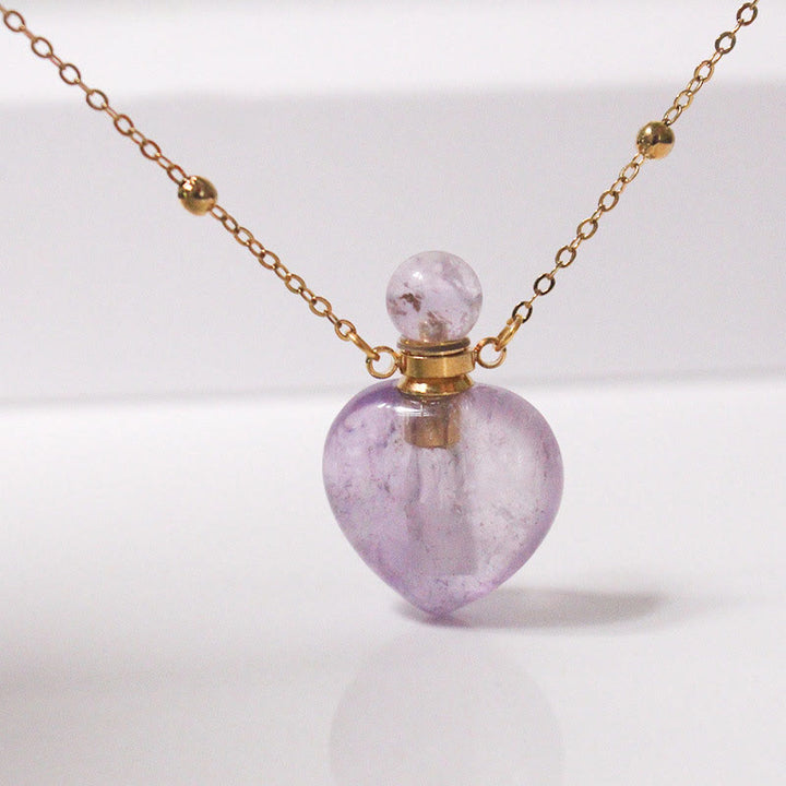Olivenorma Crystal Essential Oil Diffuser Heart Bottle Necklace - Amethyst - image 1