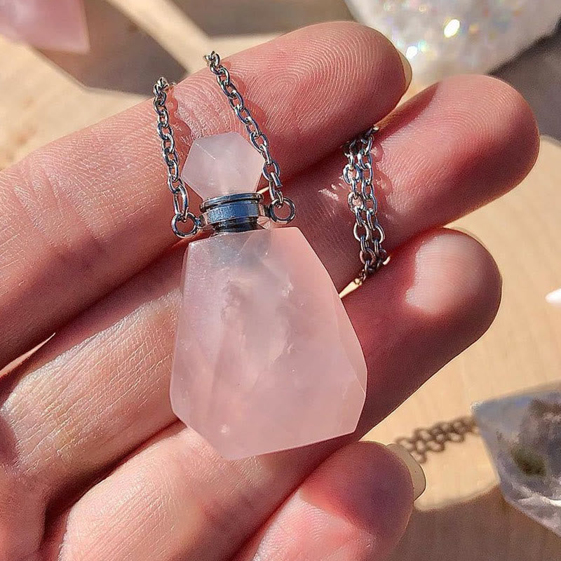 Olivenorma Crystal Essential Oil Diffuser Perfume Bottle Necklace - Rose Quartz - image 18