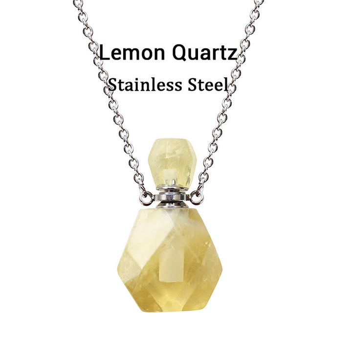 Olivenorma Crystal Essential Oil Diffuser Perfume Bottle Necklace - Lemon-Quartz - image 11