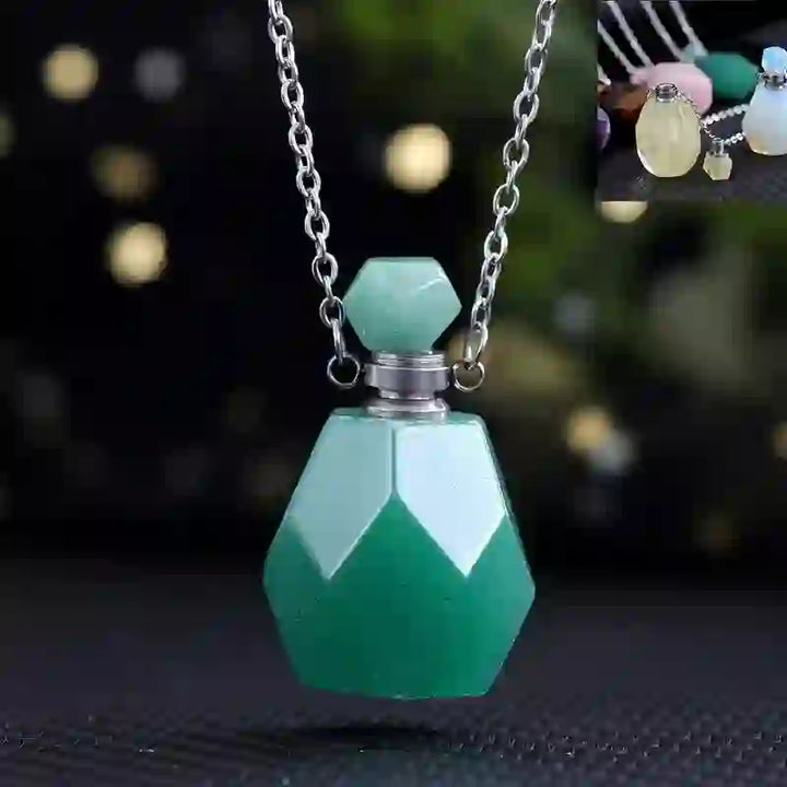 Olivenorma Essential Oil Diffuser Square Cut Perfume Bottle Necklace - Green Aventurine - image 3