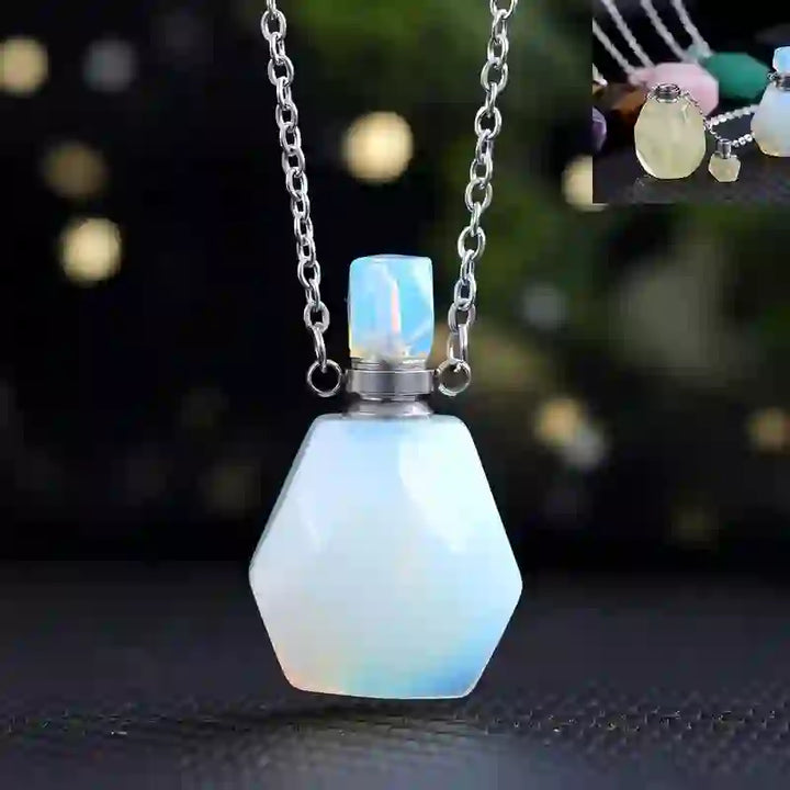Olivenorma Essential Oil Diffuser Square Cut Perfume Bottle Necklace - Opalite - image 8