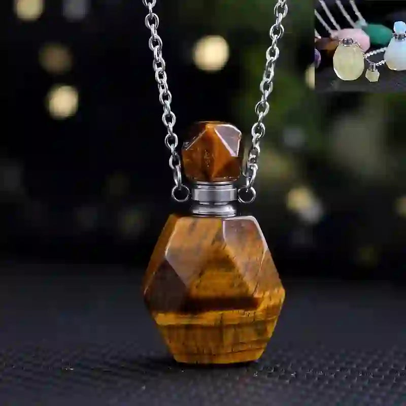 Olivenorma Essential Oil Diffuser Square Cut Perfume Bottle Necklace - Tiger Eye - image 12
