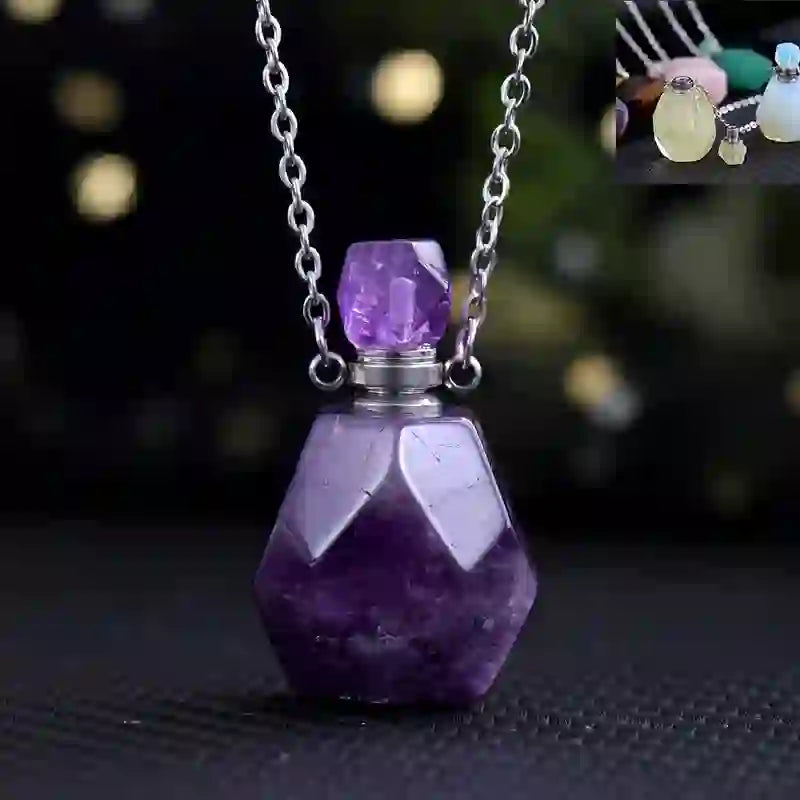 Olivenorma Essential Oil Diffuser Square Cut Perfume Bottle Necklace - Amethyst - image 1