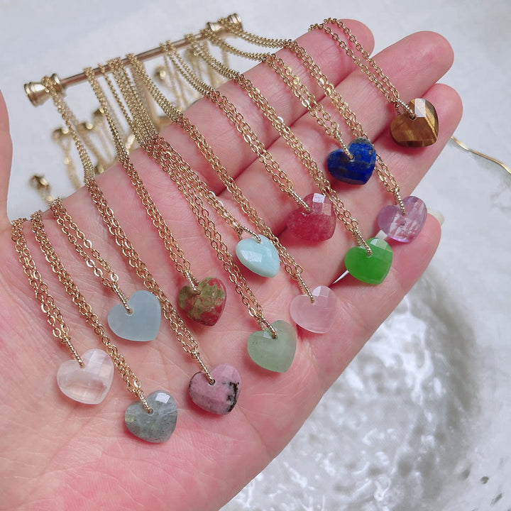 Olivenorma Natural Crystal Heart Cut Titanium Steel Necklace - image 0