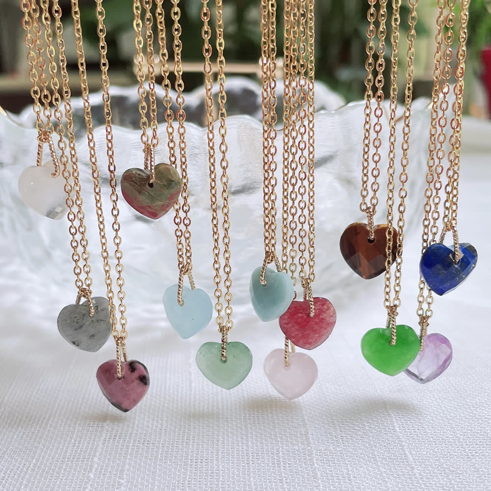 Olivenorma Natural Crystal Heart Cut Titanium Steel Necklace - image 33