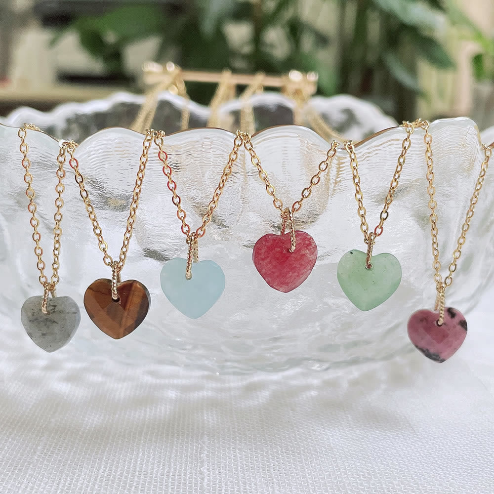 Olivenorma Natural Crystal Heart Cut Titanium Steel Necklace - image 30