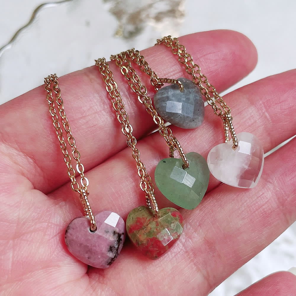 Olivenorma Natural Crystal Heart Cut Titanium Steel Necklace - image 28