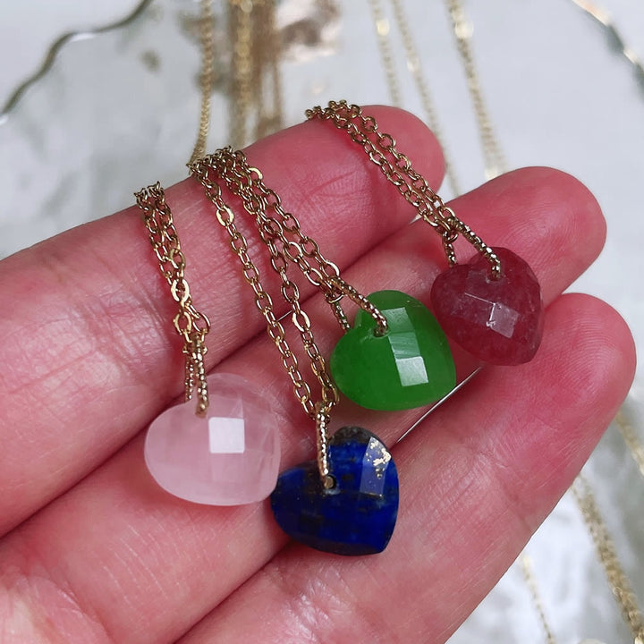 Olivenorma Natural Crystal Heart Cut Titanium Steel Necklace - image 31