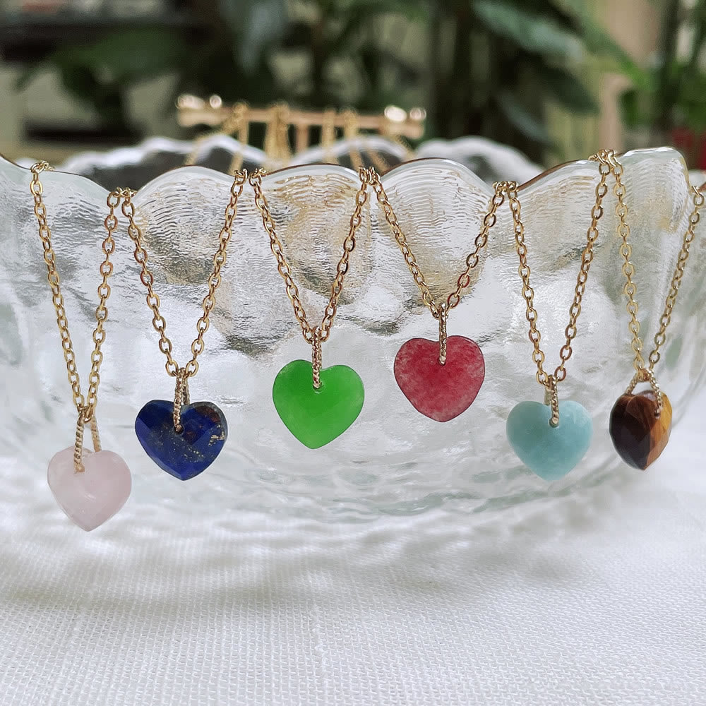 Olivenorma Natural Crystal Heart Cut Titanium Steel Necklace - image 32