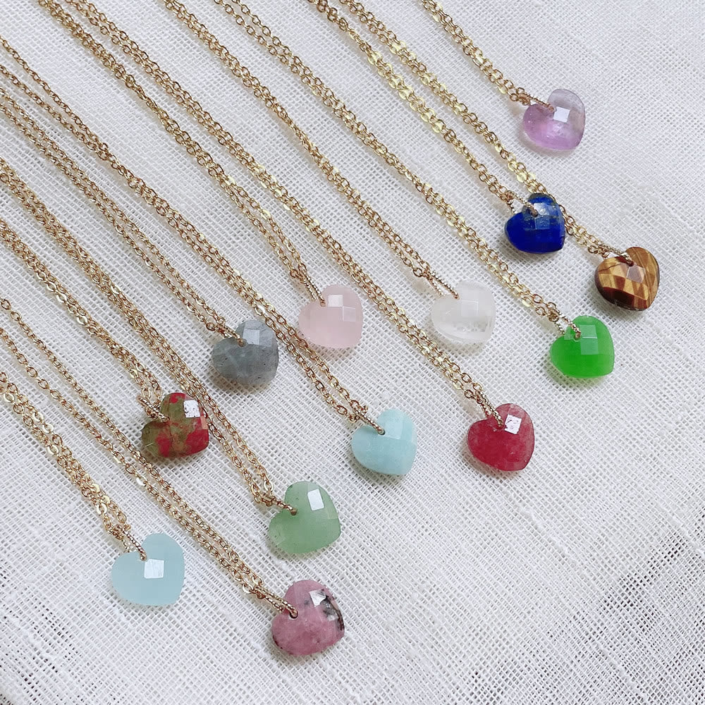 Olivenorma Natural Crystal Heart Cut Titanium Steel Necklace - image 1