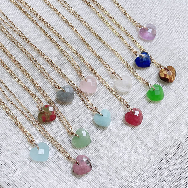 Olivenorma Natural Crystal Heart Cut Titanium Steel Necklace - image 1