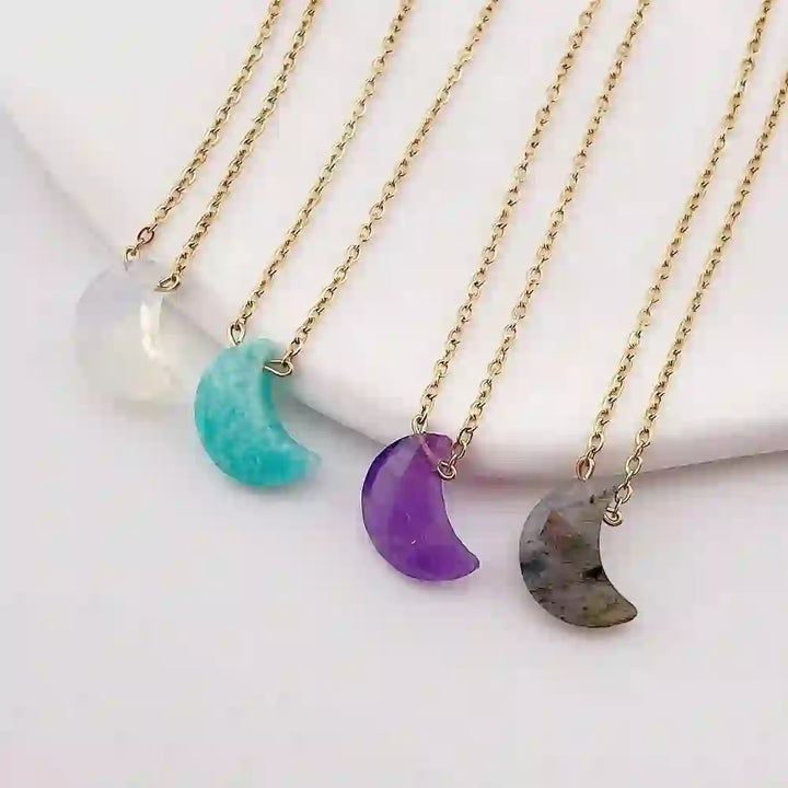 Olivenorma Natural Crystal Moon Cut Stainless Steel Necklace - image 21