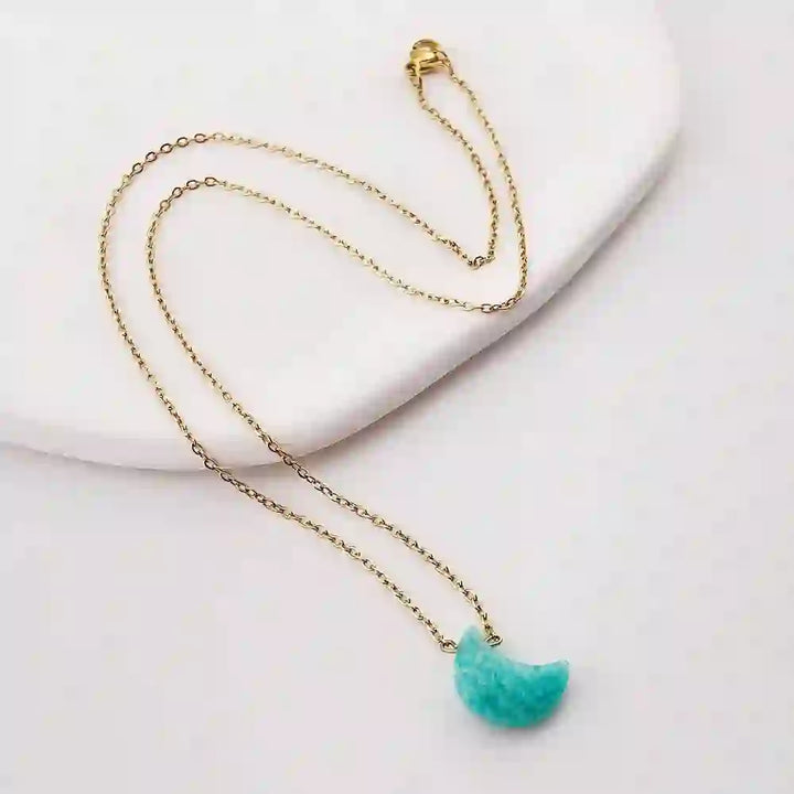 Olivenorma Natural Crystal Moon Cut Stainless Steel Necklace - image 20