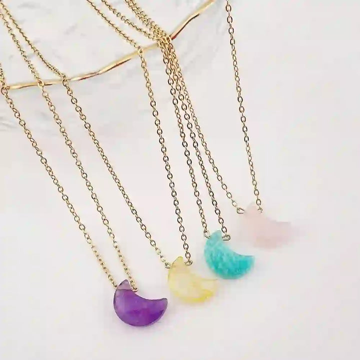 Olivenorma Natural Crystal Moon Cut Stainless Steel Necklace - image 22