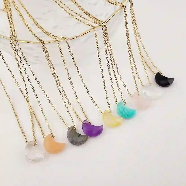 Olivenorma Natural Crystal Moon Cut Stainless Steel Necklace - image 23