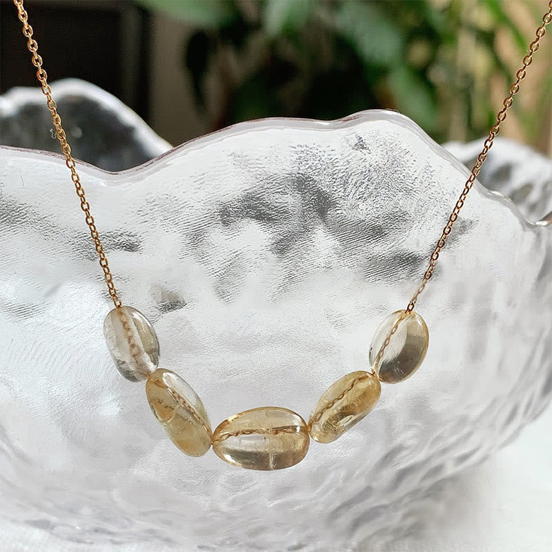 Olivenorma Irregular Natural Stone Beaded Pendant Necklace - Citrine - Without Gold Beads - image 14