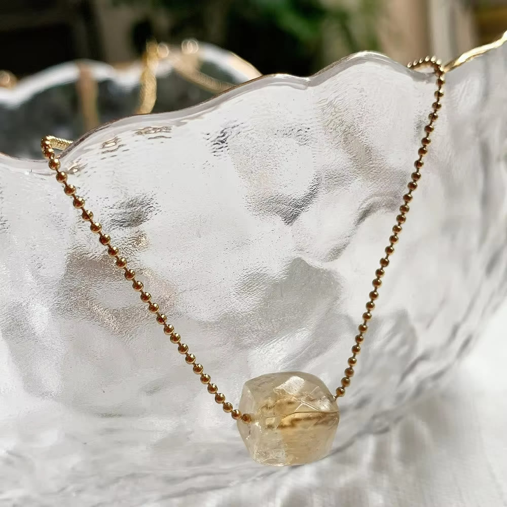 Olivenorma Natural Crystal Square Roller Cut Pendant Necklace - Citrine - image 5