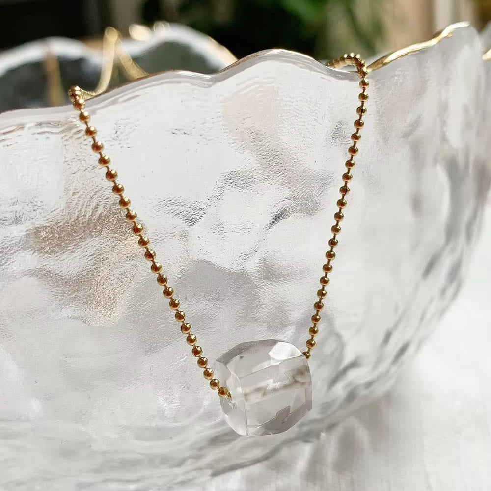 Olivenorma Natural Crystal Square Roller Cut Pendant Necklace - Clear Crystal - image 7