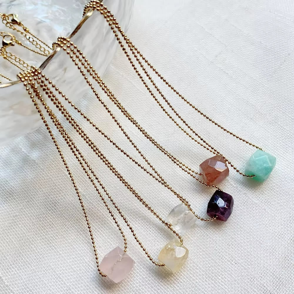 Olivenorma Natural Crystal Square Roller Cut Pendant Necklace - image 17