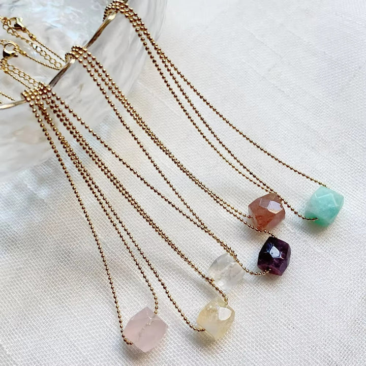 Olivenorma Natural Crystal Square Roller Cut Pendant Necklace - image 17