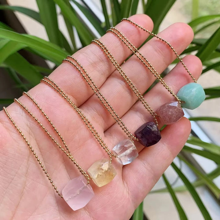 Olivenorma Natural Crystal Square Roller Cut Pendant Necklace - image 14