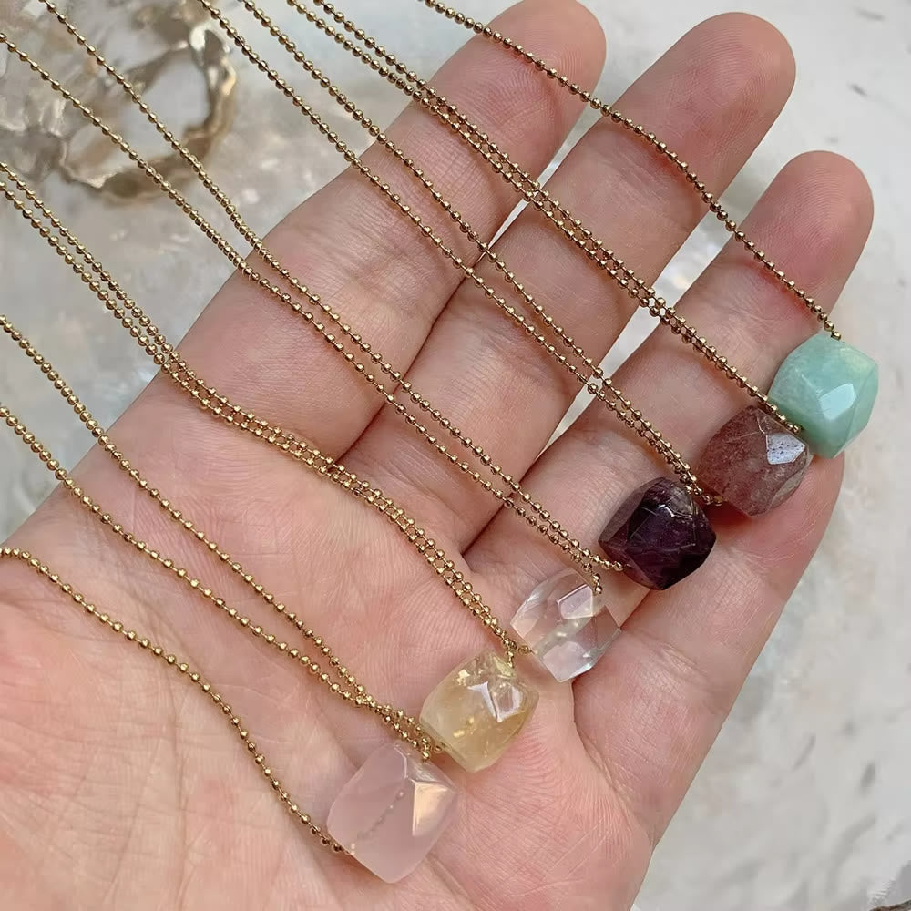 Olivenorma Natural Crystal Square Roller Cut Pendant Necklace - image 15