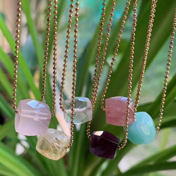 Olivenorma Natural Crystal Square Roller Cut Pendant Necklace - image 16