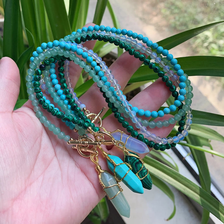 Olivenorma Hexagonal Column Pendant Natural Stone Beaded Necklace - image 32