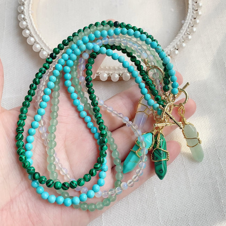 Olivenorma Hexagonal Column Pendant Natural Stone Beaded Necklace - image 33