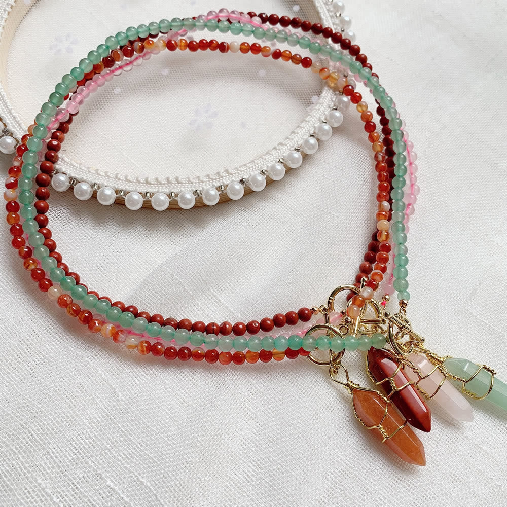 Olivenorma Hexagonal Column Pendant Natural Stone Beaded Necklace - image 34