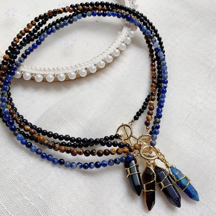 Olivenorma Hexagonal Column Pendant Natural Stone Beaded Necklace - image 37