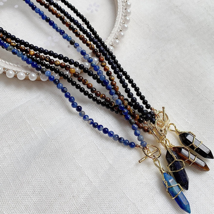 Olivenorma Hexagonal Column Pendant Natural Stone Beaded Necklace - image 39