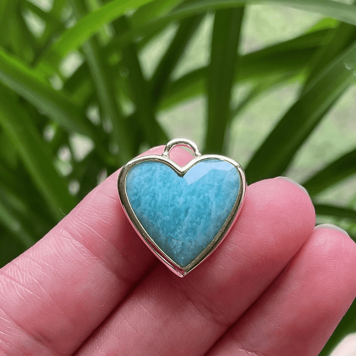 Olivenorma Crystal Heart Cut Pendant Stainless Steel Necklace - Amazonite - image 1