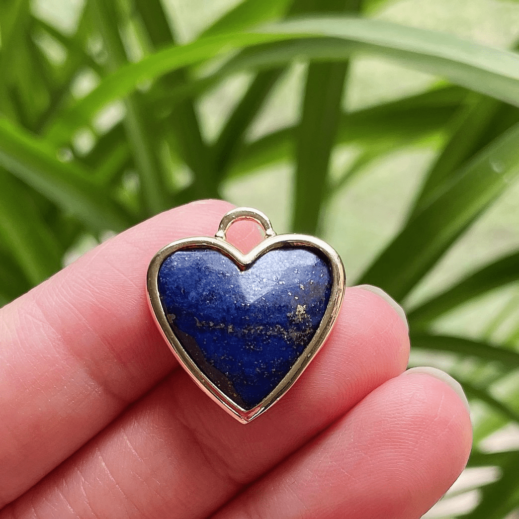 Olivenorma Crystal Heart Cut Pendant Stainless Steel Necklace - Lapis Lazuli - image 12