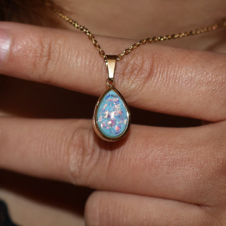 Olivenorma French Natural Opal Water Drop Pendant Necklace - image 2