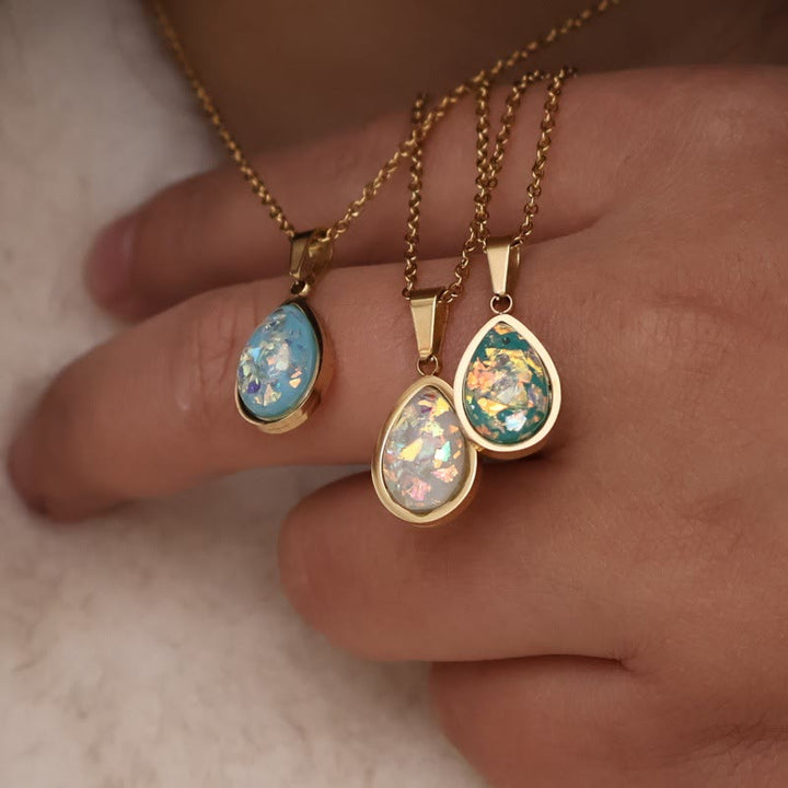 Olivenorma French Natural Opal Water Drop Pendant Necklace - image 8