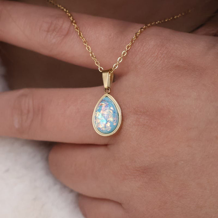 Olivenorma French Natural Opal Water Drop Pendant Necklace - image 4