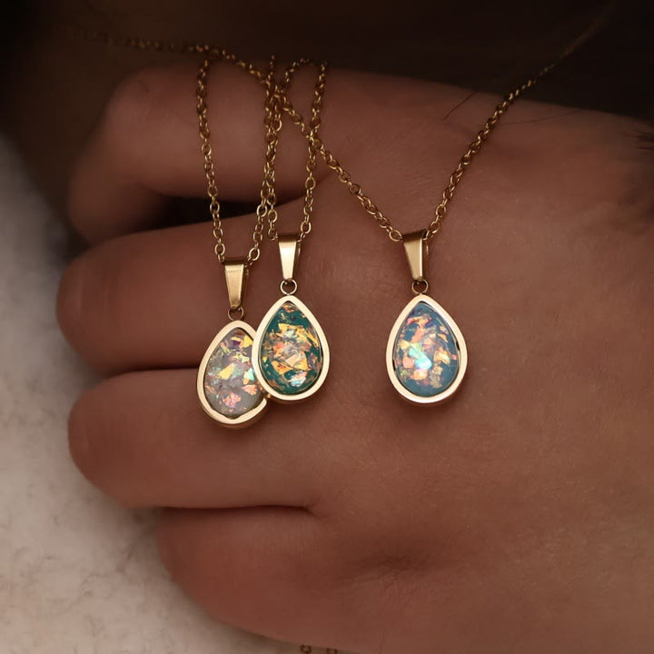 Olivenorma French Natural Opal Water Drop Pendant Necklace - image 9