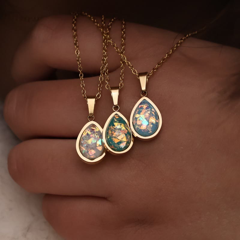 Olivenorma French Natural Opal Water Drop Pendant Necklace - image 0