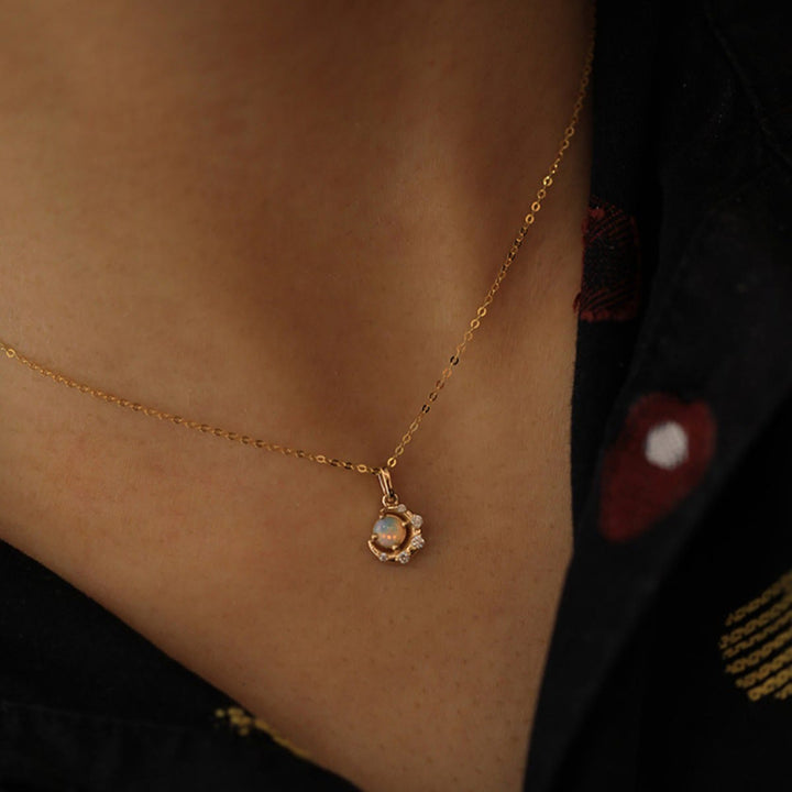 Olivenorma 925 Silver Opal Star Moon Pendant Necklace - image 2