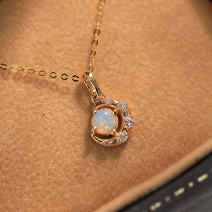 Olivenorma 925 Silver Opal Star Moon Pendant Necklace - Opal - image 0