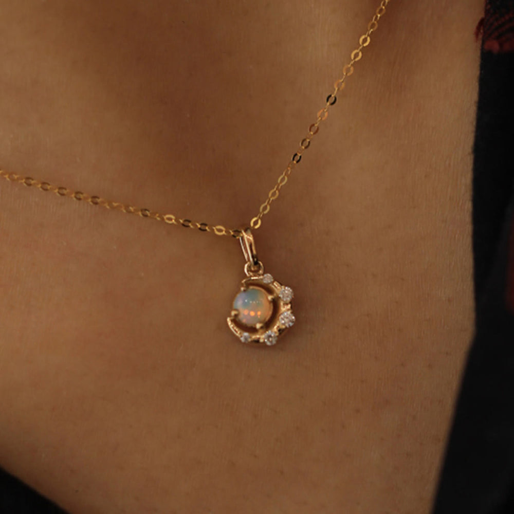 Olivenorma 925 Silver Opal Star Moon Pendant Necklace - image 1