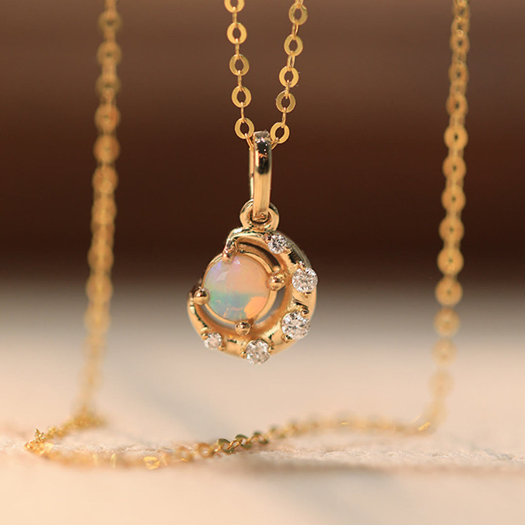 Olivenorma 925 Silver Opal Star Moon Pendant Necklace - image 3